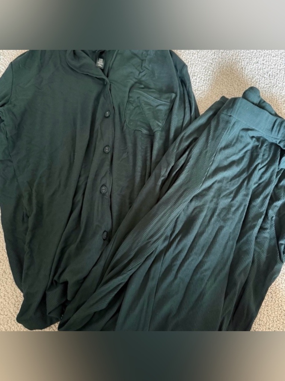 Skims Ribbed Green Set XS
